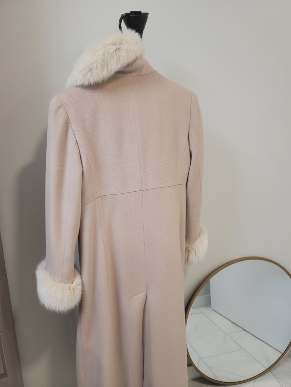 VTG Steve by Searle Faux Fur  Blend  Long Coat Women Sz 4 Beige - Picture 6 of 8
